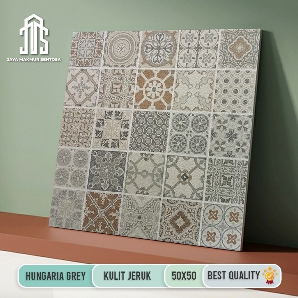 Keramik Lantai Matt Anti Slip Motif Vintage Hungaria Beige 50x50