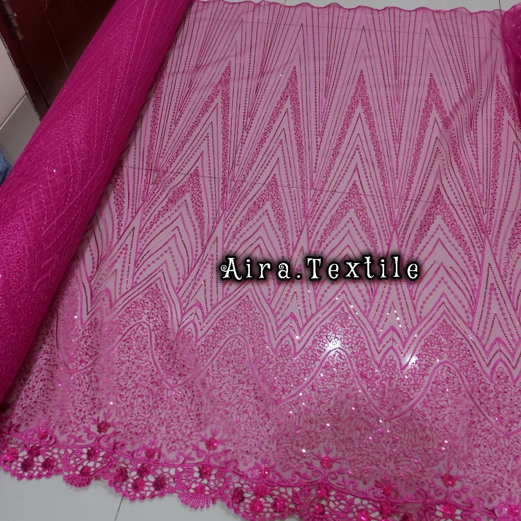 Murah!!! Tile Payet Spangel Premium/ Kain Tile Sequin Bordir/Kain Tulle Elisap Camical/Full Payet Se