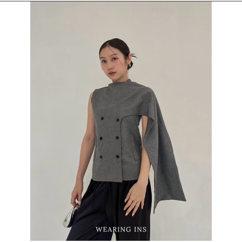 ATASAN FORMAL BRAND WEARING INS - ARIA TOP GREY MEDIUM SIZE
