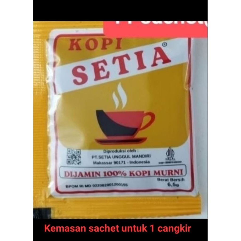 Kopi Setia Makassar kemasan sachet 6,5 gram untuk 1 cangkir