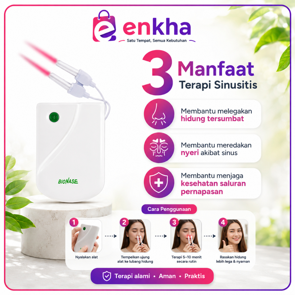 Bionase Terapi Sinusitis Alat Terapi Hidung Portable untuk Sinusitis dan Rhinitis dengan Getaran Lem