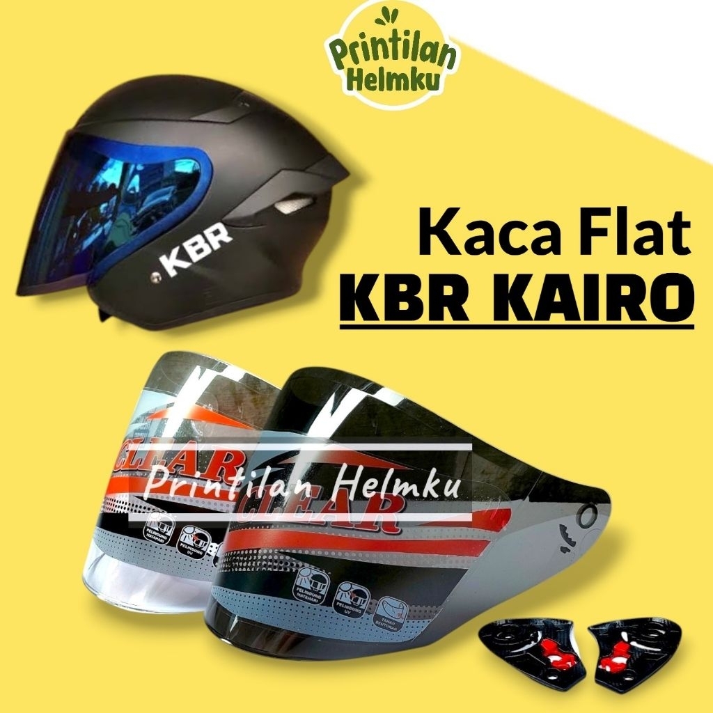 Kaca Helm KBR KAIRO Flat Visor Helmet Kbr Kairo Bening Hitam