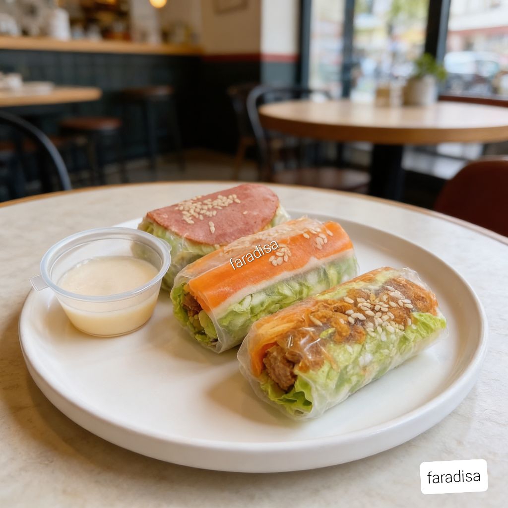 Spring Roll Salad Selada Paper Rice Crabstik Smokebeef Vietnam Roll