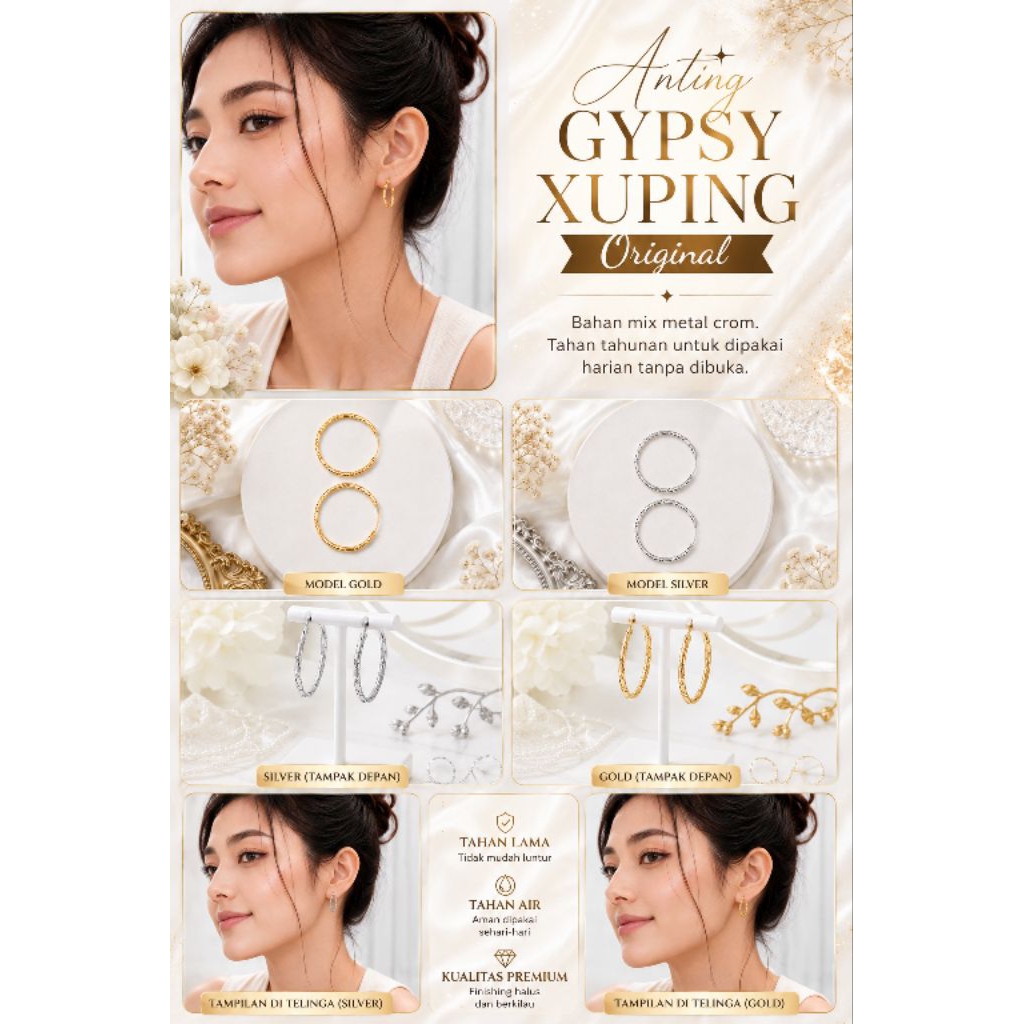 Anting Gypsy Xuping Original asli lapis titanium anti karat