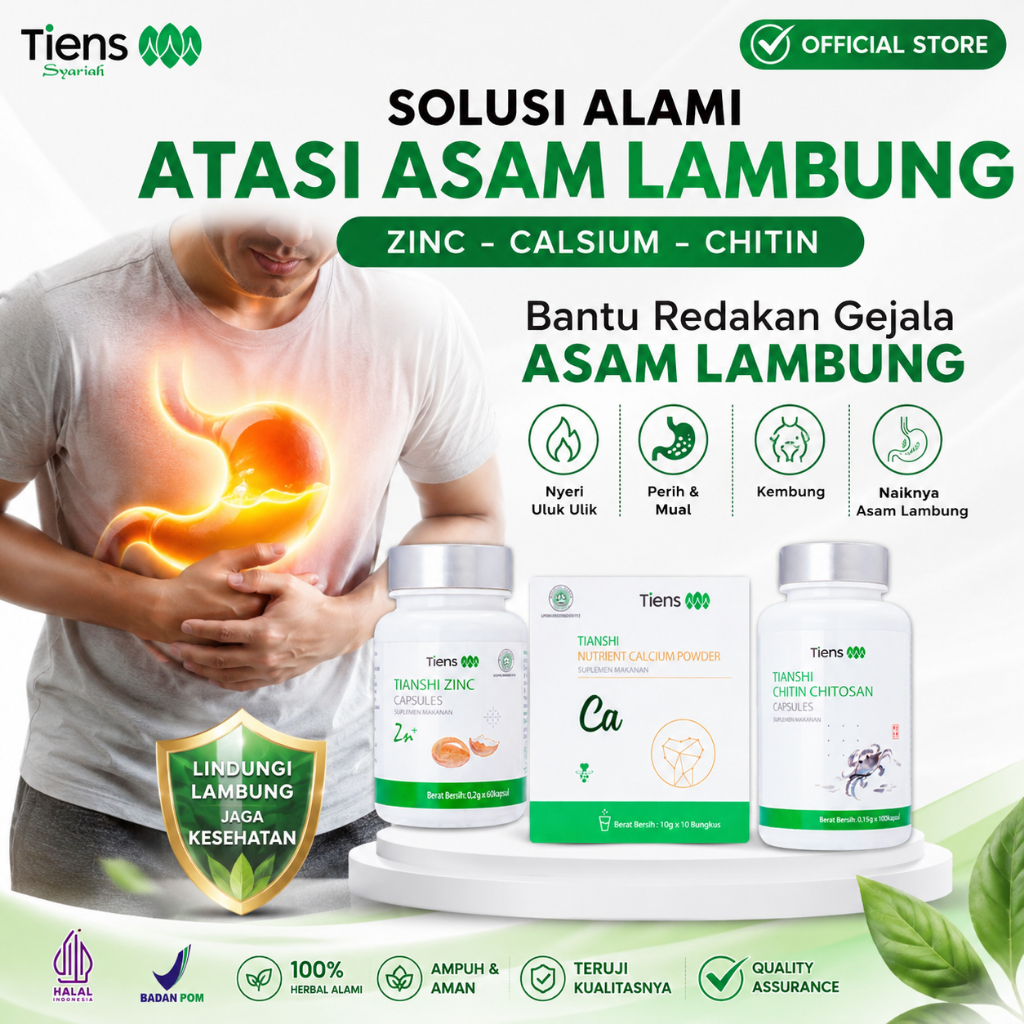OBAT TCM HERBAL CHINA PAKET ASAM LAMBUNG GERD Kronis Gerd Anxiety - CHITIN CHITOSAN ZINC KAPSUL & KA