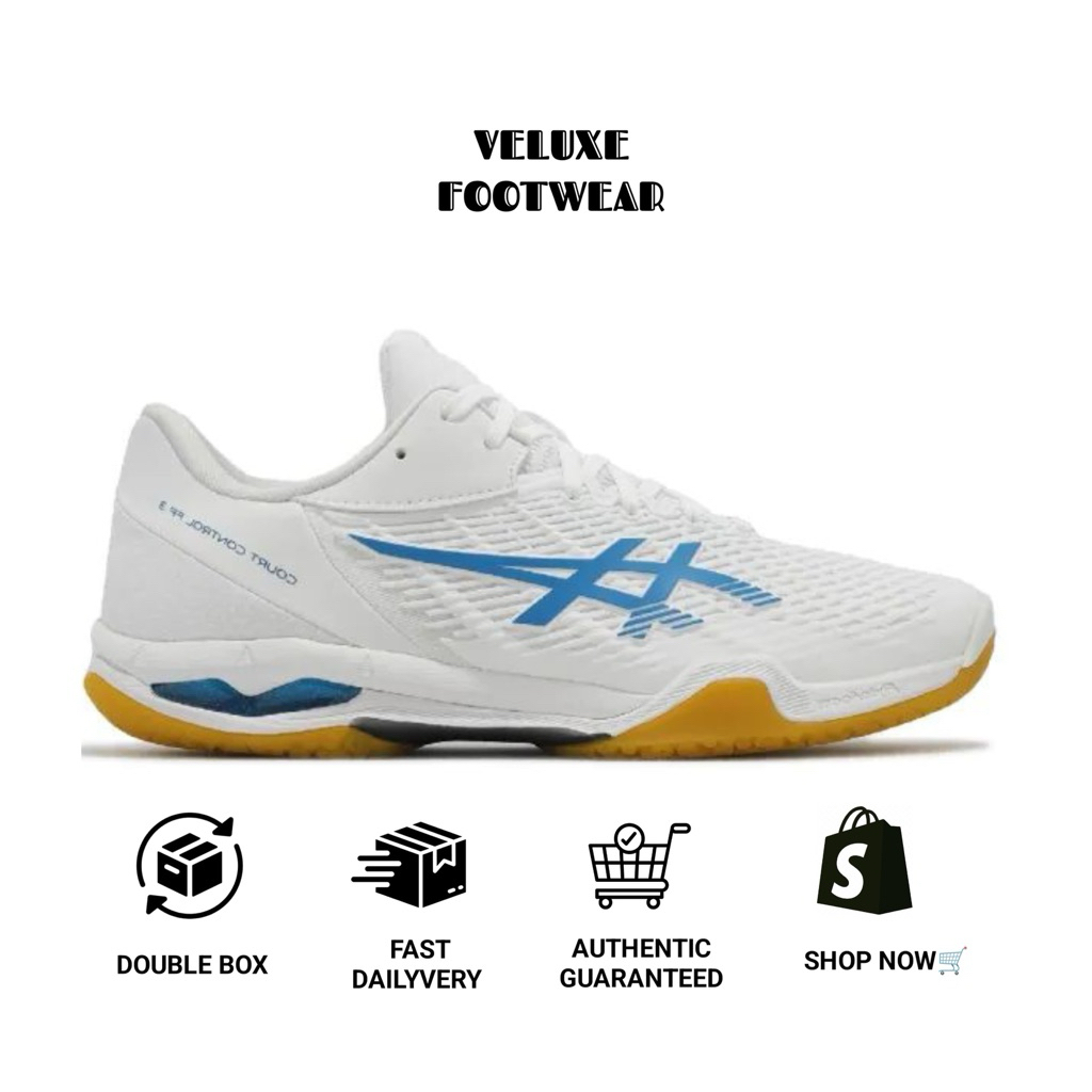 Sepatu Tennis Asics Court Control FF 3 White Directoire Blue