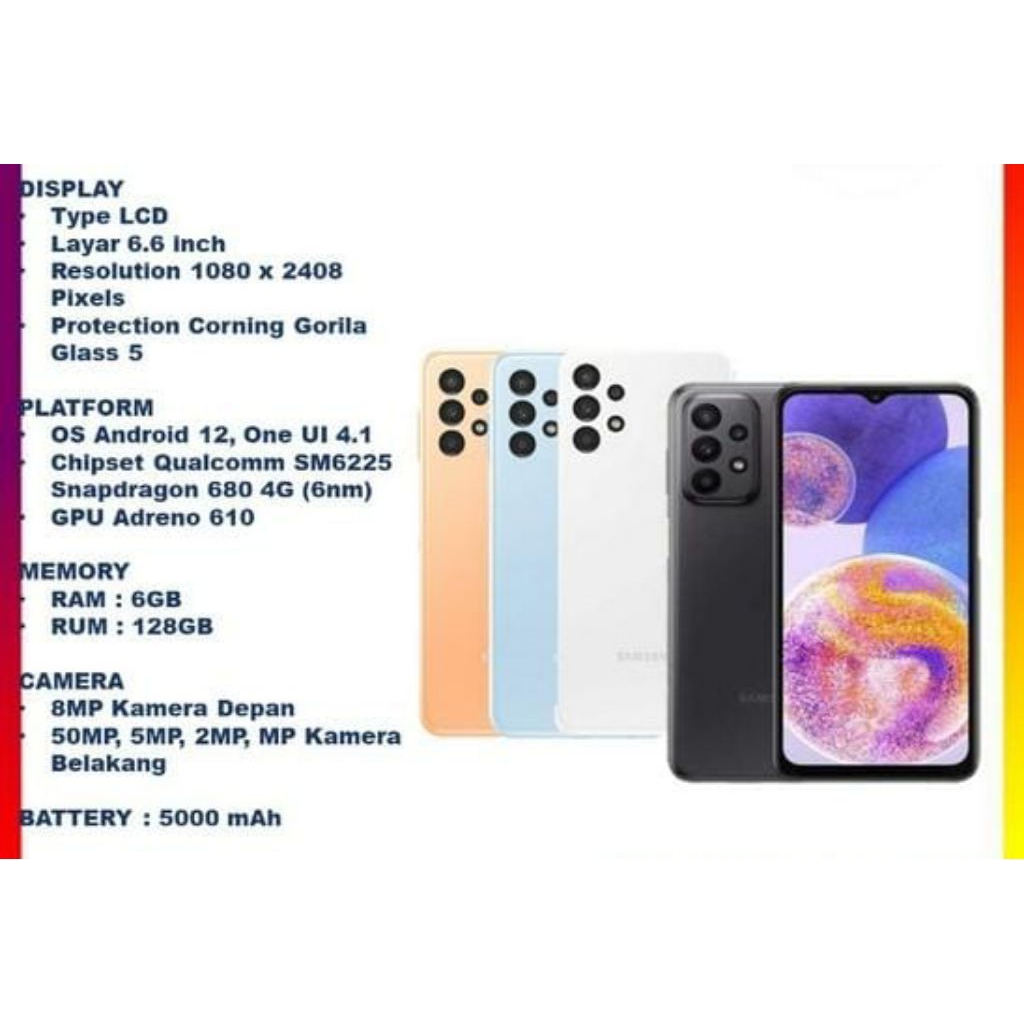 Samsung Galaxy A23 5G 6GB / 128GB Garansi (Ready Stock)