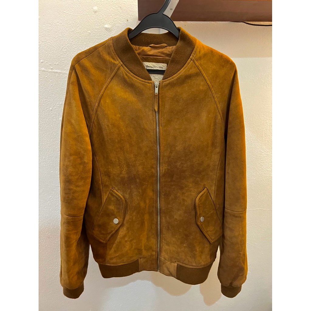 Stradivarius Leather Bomber Suede Jacket Kulit Domba