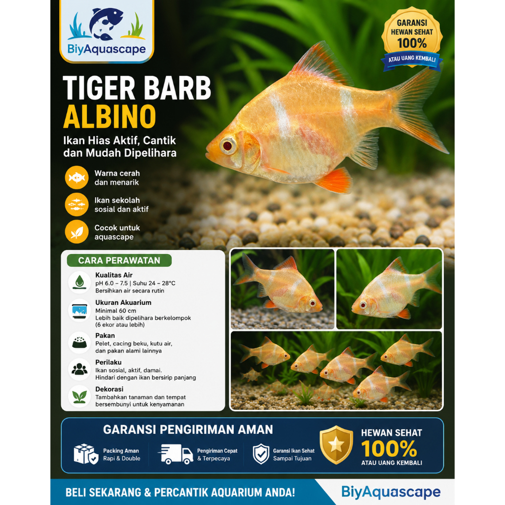 IKAN HIAS TIGER BARB SUMATRA ALBINO