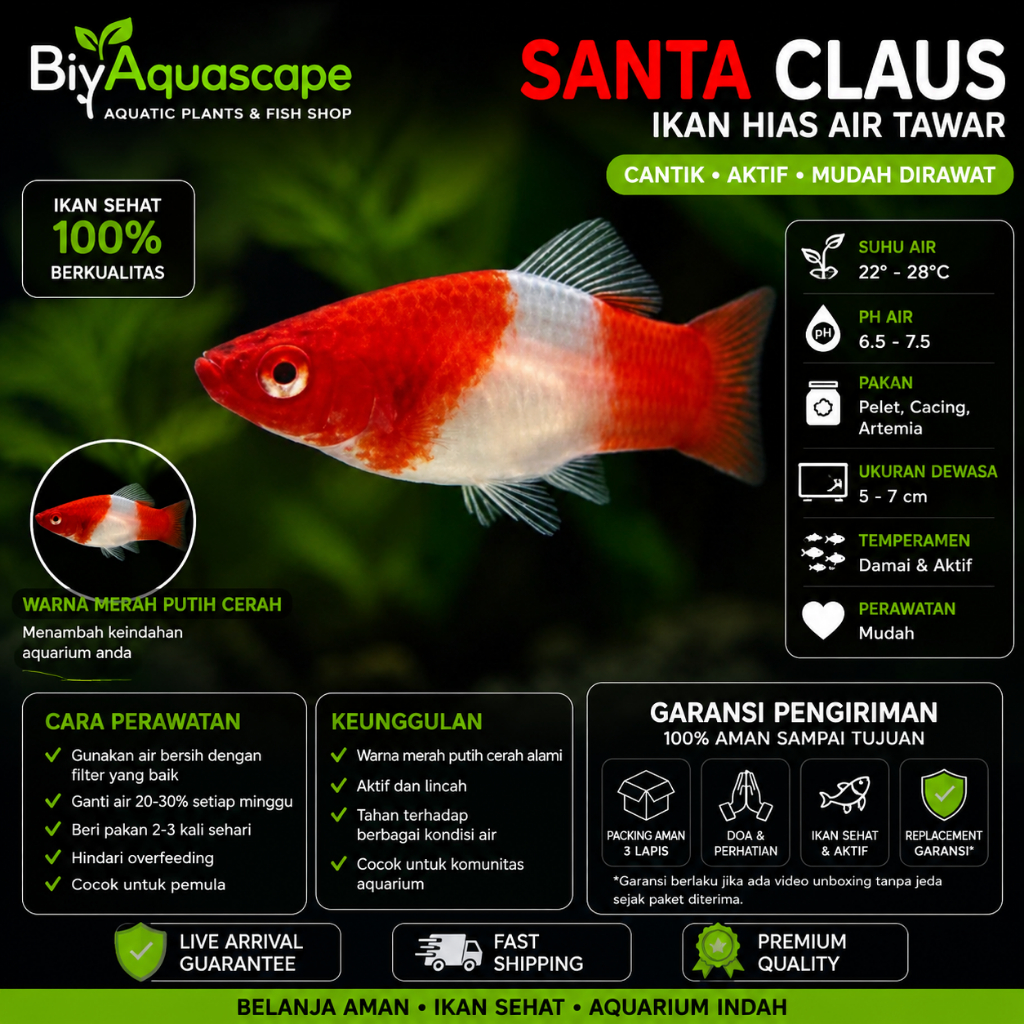 IKAN HIAS AQUASCAPE PLATY SANTA