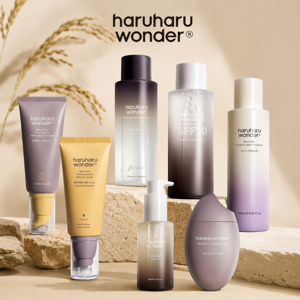 Haruharu Wonder sunscreen 50 ml / toner 150ml / face cream 50ml /Essence 120ml /Cleansing oil 150ml/