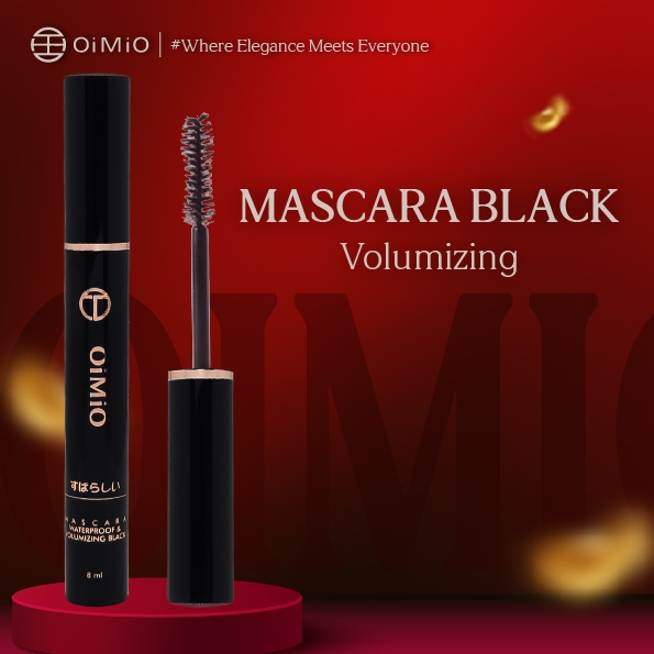 OiMiO Mascara Black & Volumizing Maskara Waterproof Anti Air Melebatkan dan Bulu Mata Lentik | 8ml