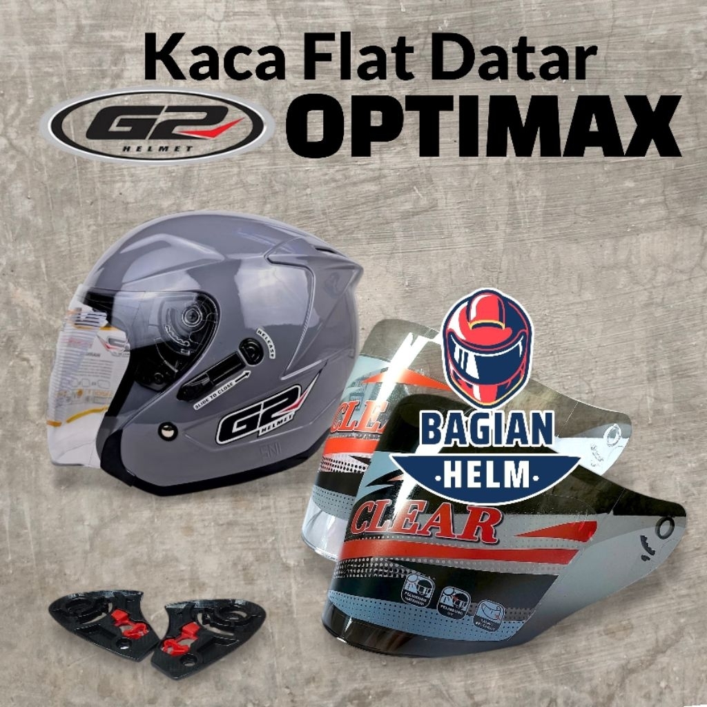 Kaca Helm G2 OPTIMAX Flat Visor Helmet G2 Optimax Hitam Bening