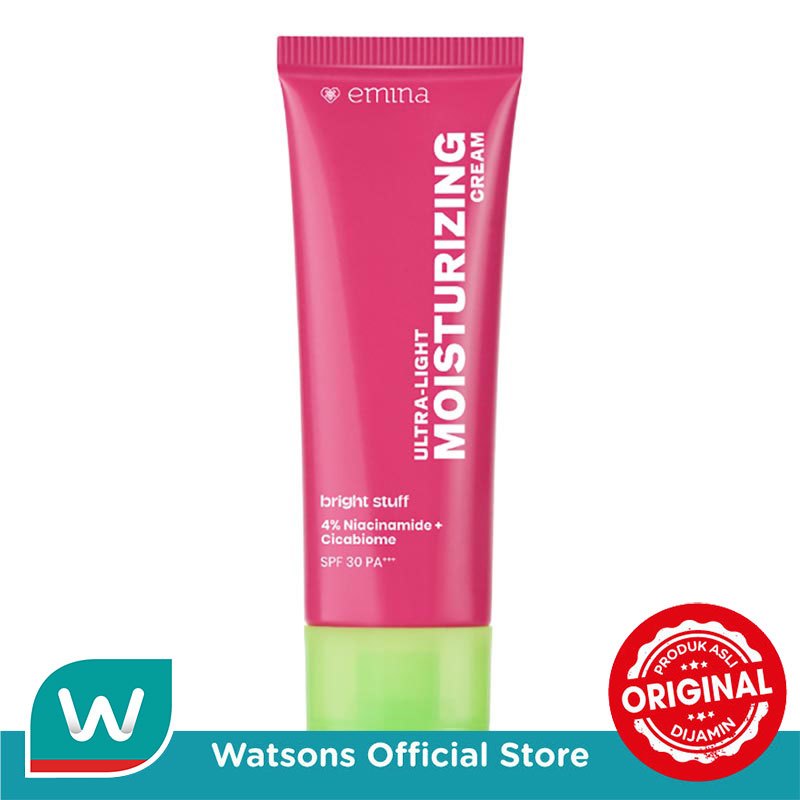 Emina Bright Stuff Ultra-Light Moisturizing Cream 20 ml - Pelembab Wajah Mencerahkan, Mengandung SPF