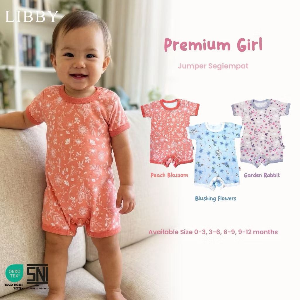 Libby Jumper segiempat 1 Pak - Jumper bayi/Libby romper /jumper bayi/jumper anak murah