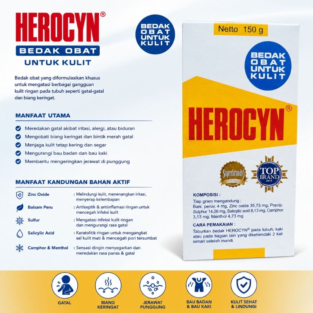 Bedak Herocyn | Bedak Obat Kulit Gatal & Biang Keringat Ampuh