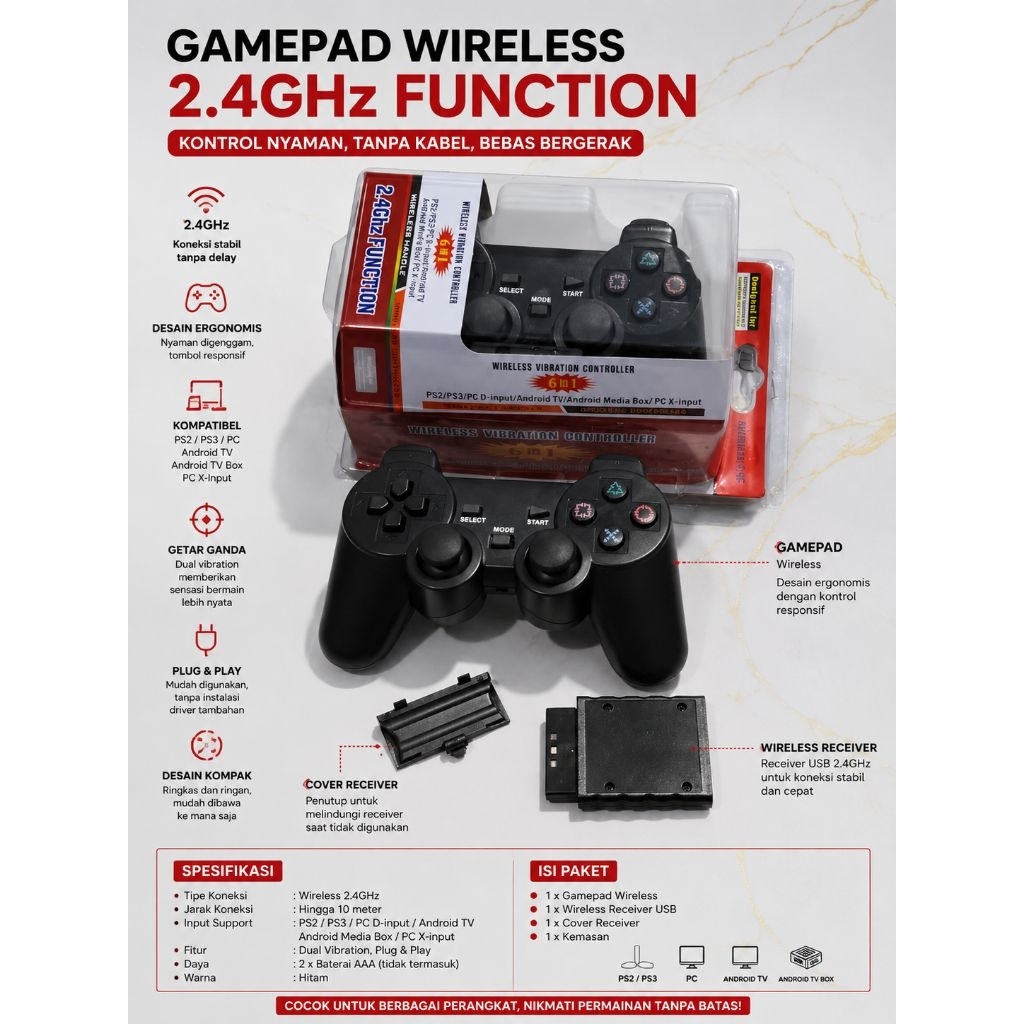 GAMEPAD WIRELESS PC / JOYSTICK GAMEPAD WIRELESS