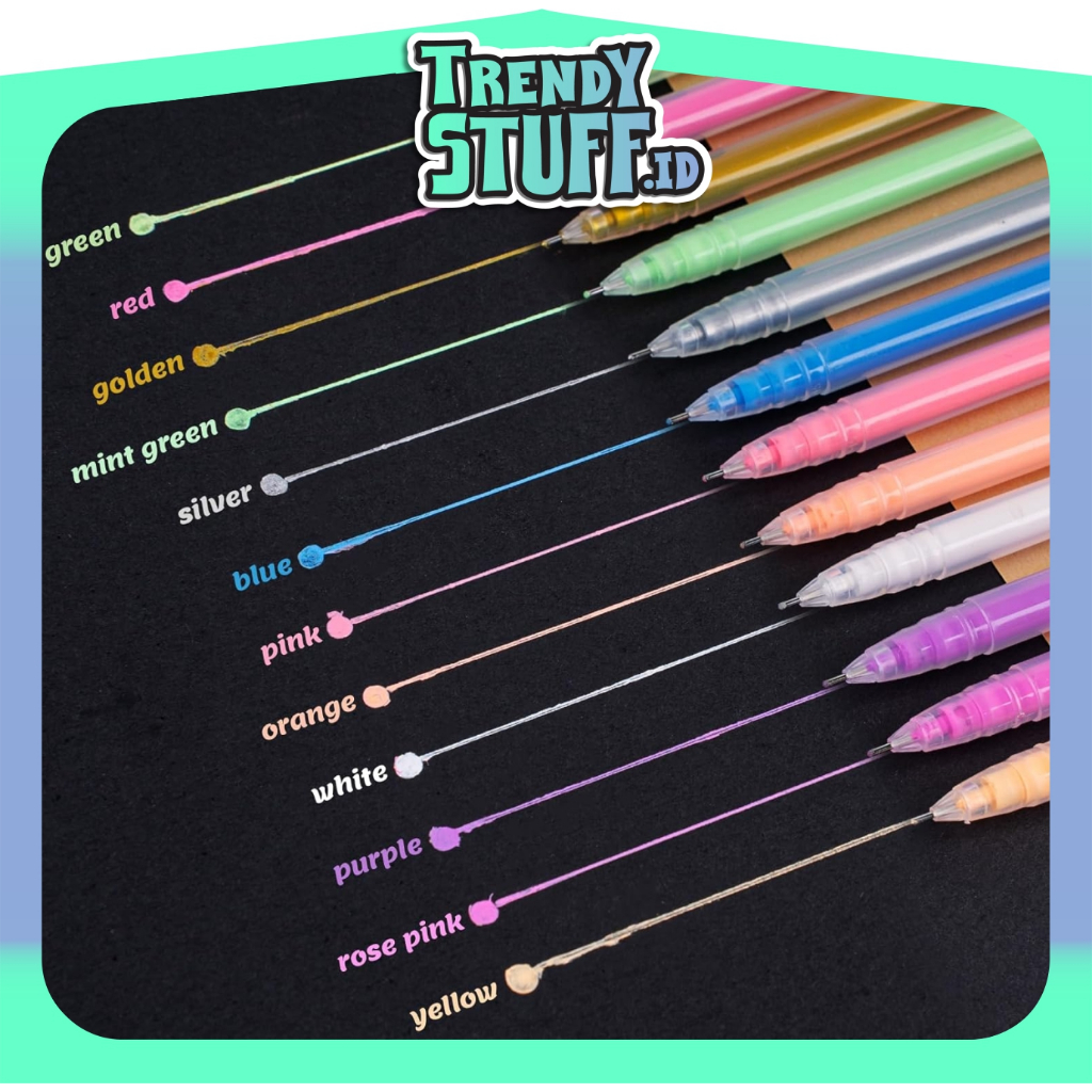 TRENDYSTUFF Color Gel pen with / Pulpen Gel dengan warna premium 17 warna 0.5 mm S097