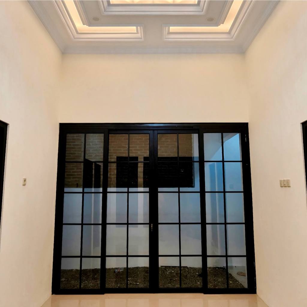 Pintu Sliding Swing Aluminium 4 Daun Inkalum Kaca 5mm Lengkap Tinggal Pasang | Pintu Geser Sleding M
