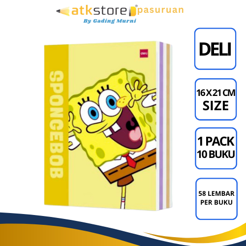 Deli Buku Tulis 58 Lembar 1 pack (10 pcs ) - Buku Tulis Deli 58 Lembar