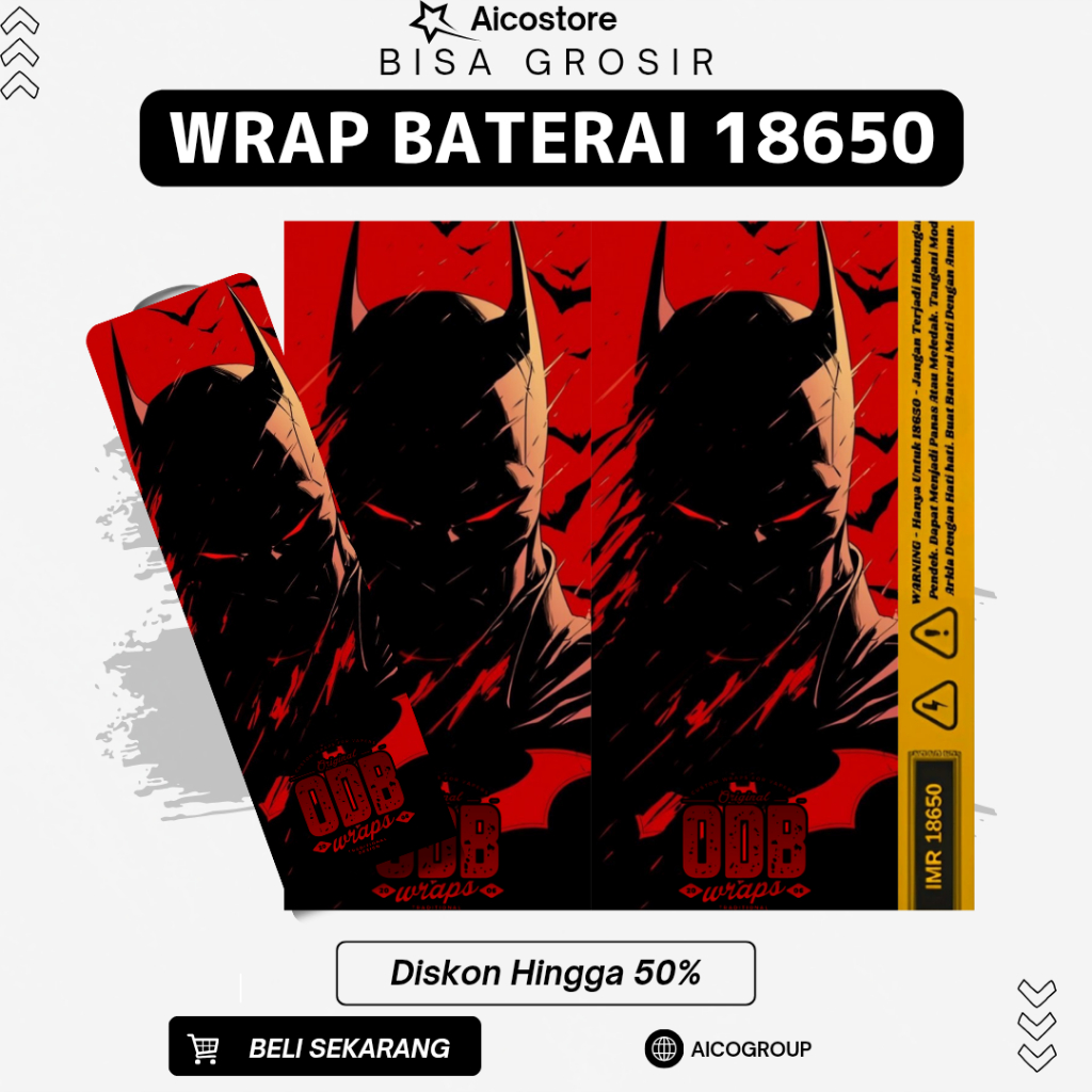 STIKER WRAP BATERAI 18650 SUPERHERO MARVEL | Pelindung Batre 186500 Senter SWAT Kipas Portable Power