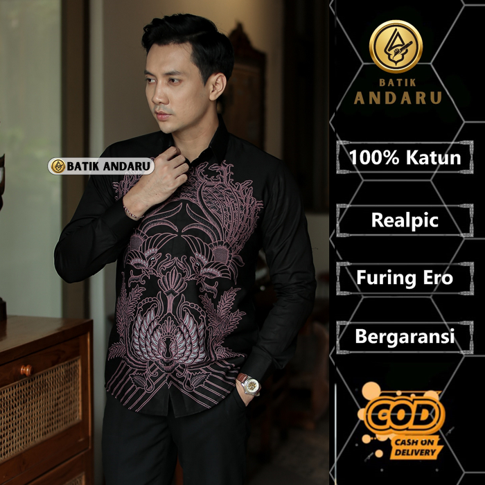 Batik Andaru Motif Hasan Batik Pria Slim Fit Lengan Panjang Full Furing Erro Heem Kemeja Laskala Pre