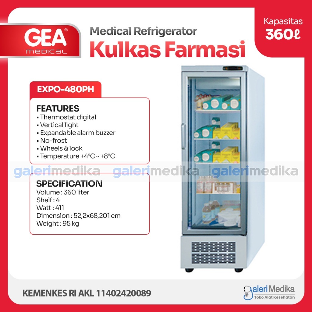 Kulkas Farmasi 360 Liter 1 Pintu GEA EXPO-480PH Pharmaceutical Refrigerator - Kulkas Medis