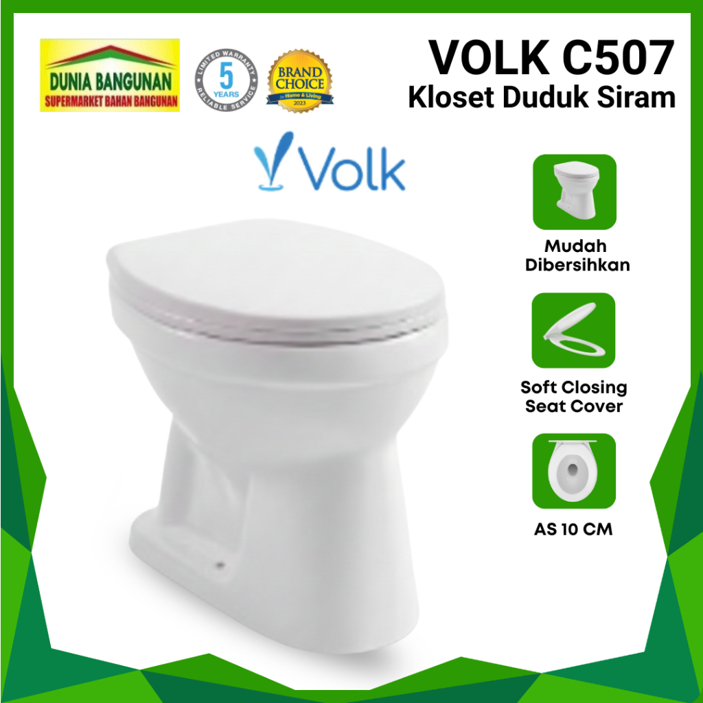 Closet Duduk Volk C507 Kloset Toilet Siram Single Bowl Volk Kloset Duduk