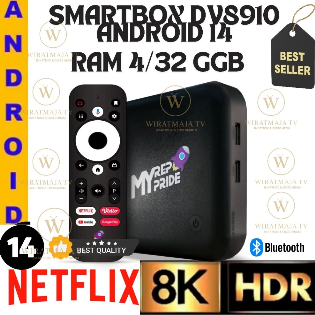 ANDROID BOX DV8910 ANDROID 14 RAM 4/32 GB  SUPPORT NETFLIX/VOICE REMOTE