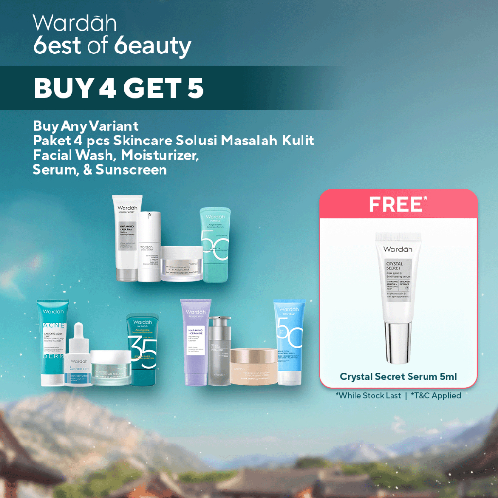 WARDAH Paket 4 pcs Skincare Solusi Masalah Kulit - Brightening Glow, Repair Barrier, Anti Wrinkle, F