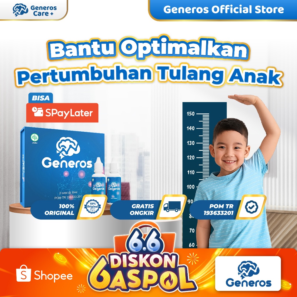 Generos Official Store - Multivitamin Tumbuh Tinggi Badan dan Kesahatan Berat Badan Anak - 1 Box