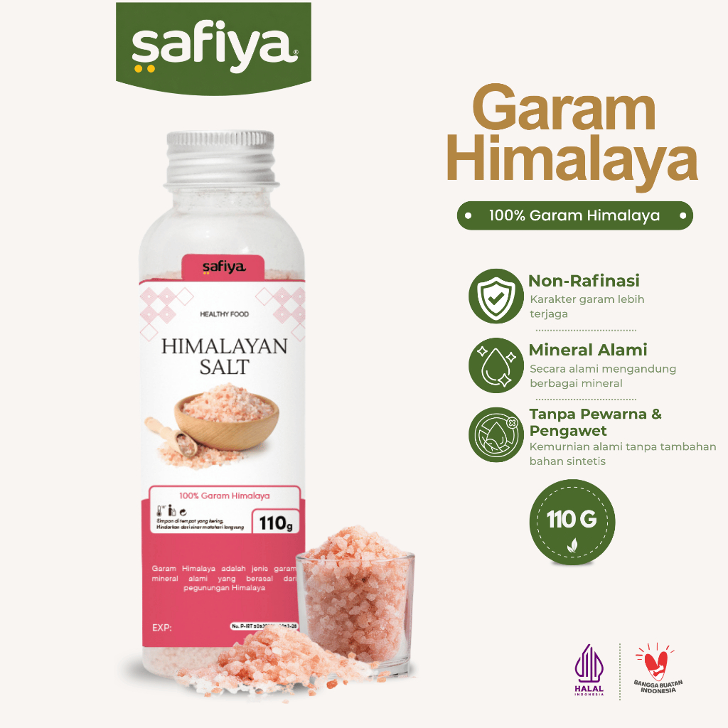 Safiya Garam Himalaya 110 Gram Botol Pink Himalayan Salt Premium
