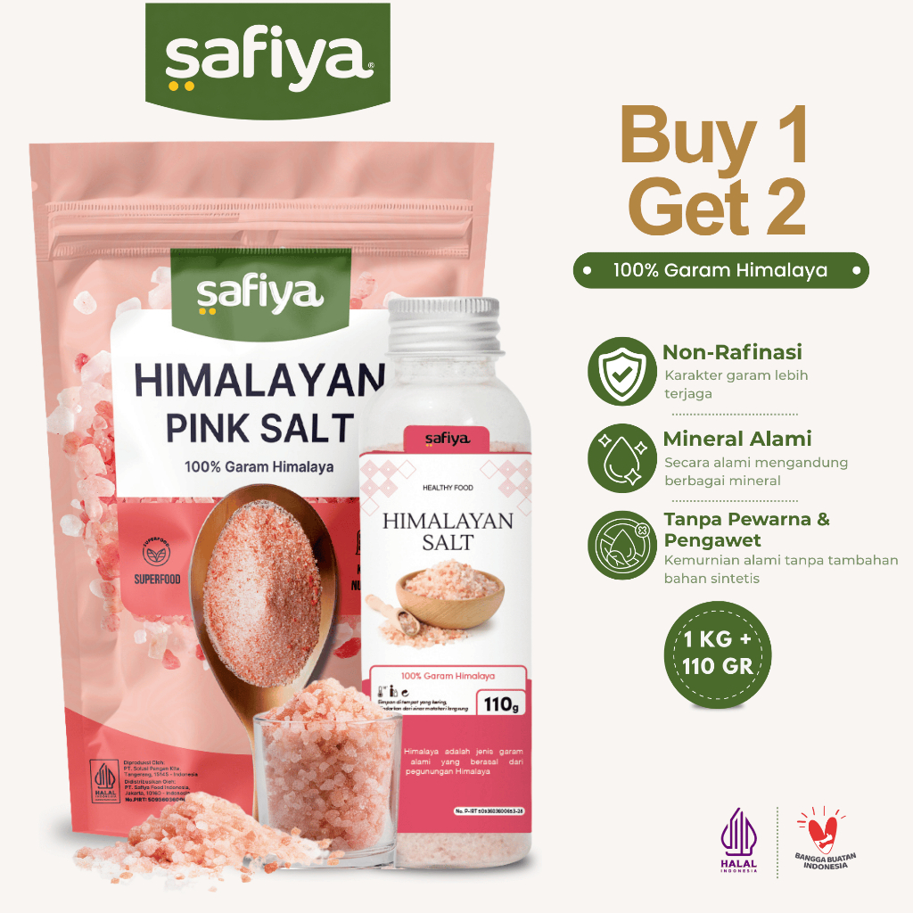 [Buy 1 Get 2] Safiya Garam Himalaya 1 Kg Pink Himsalt Asli Premium