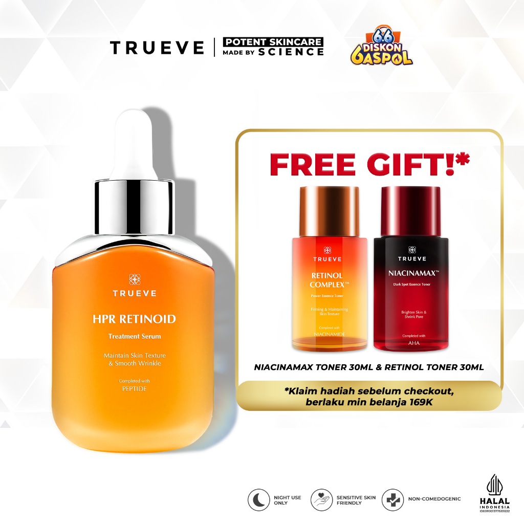 TRUEVE HPR Retinoid Serum 15ml - Mencerahkan Memperbaiki Tekstur Kulit, Menyamarkan Garis Halus, Kul