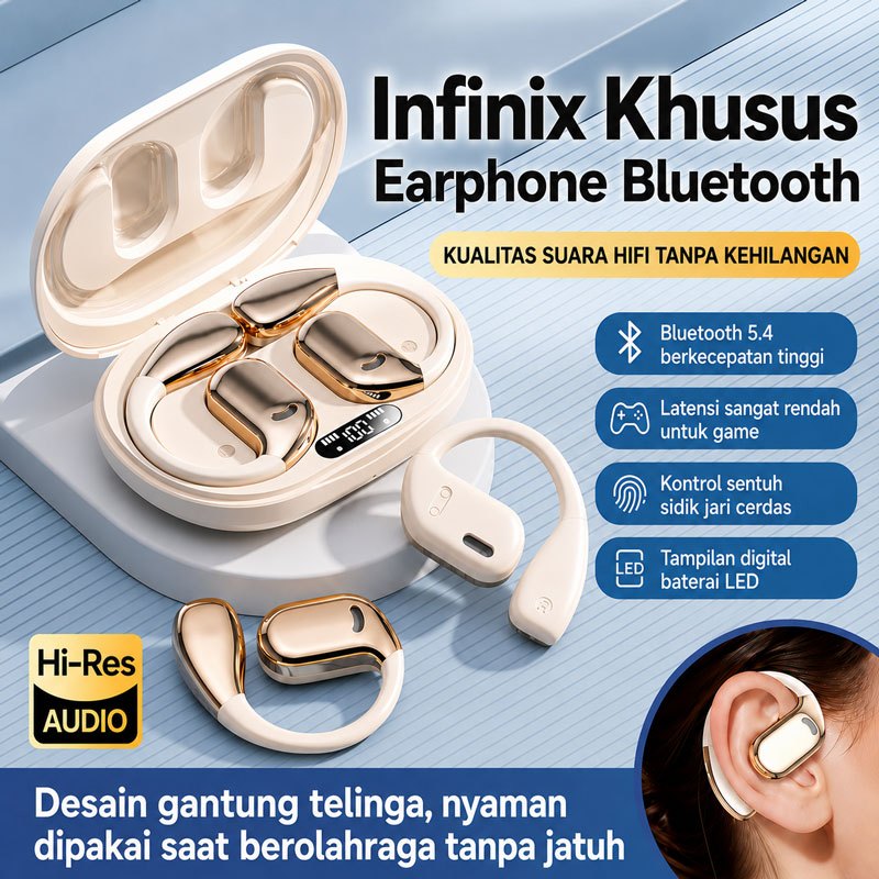 Infinix Khusus Earphone Bluetooth Headset terjemahan AI True Wireless Bluetooth V5.4 Earphone Earbud
