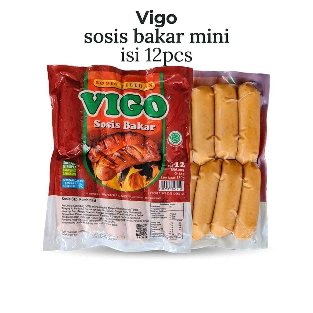 Vigo Sosis Bakar Sapi Mini Original 500Gram/12S | Vigo Sosis Sapi Bakar Frozen