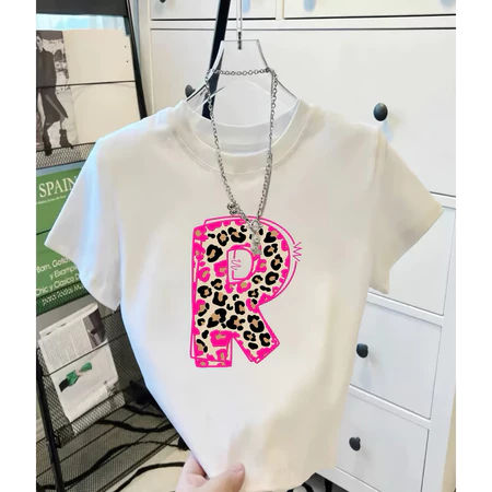 CROP TOP WANITA INISIAL R BAHAN KNIT PREMIUM KAOS INISIAL R