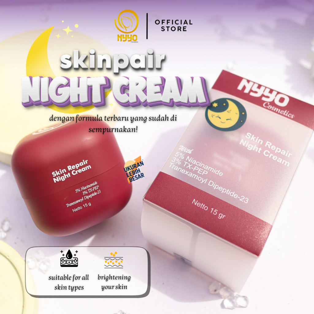 NYYO Intense Brightening Night Cream 10g – Krim Malam Pencerah dengan Kandungan Vitamin C