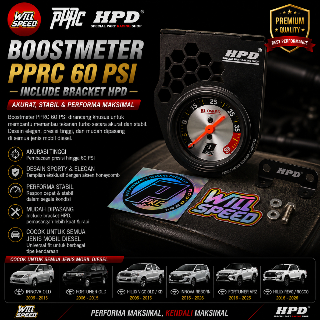 BOOST METER PPRC 45 PSI SILVER+BRACKET FULL SET ORIGINAL THAILAND