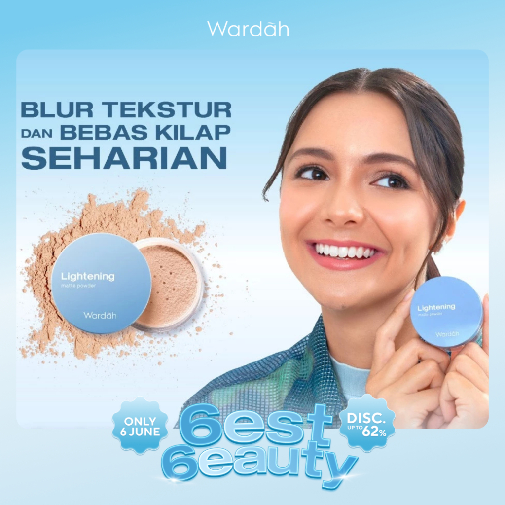WARDAH Loose Powder Lightening Matte Powder 20 g Bedak Tabur dengan Smooth Matte Finish yang Diformu