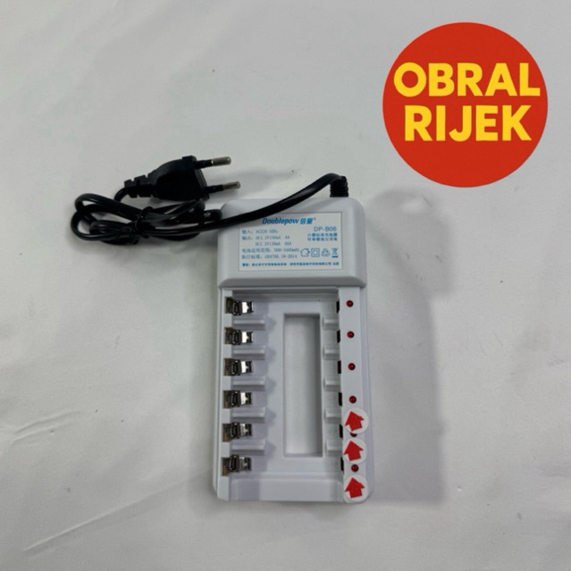[RIJEK INDIKATOR MENYALA] Charger Baterai Rechargeable 6 Slot AA AAA - DP-B06