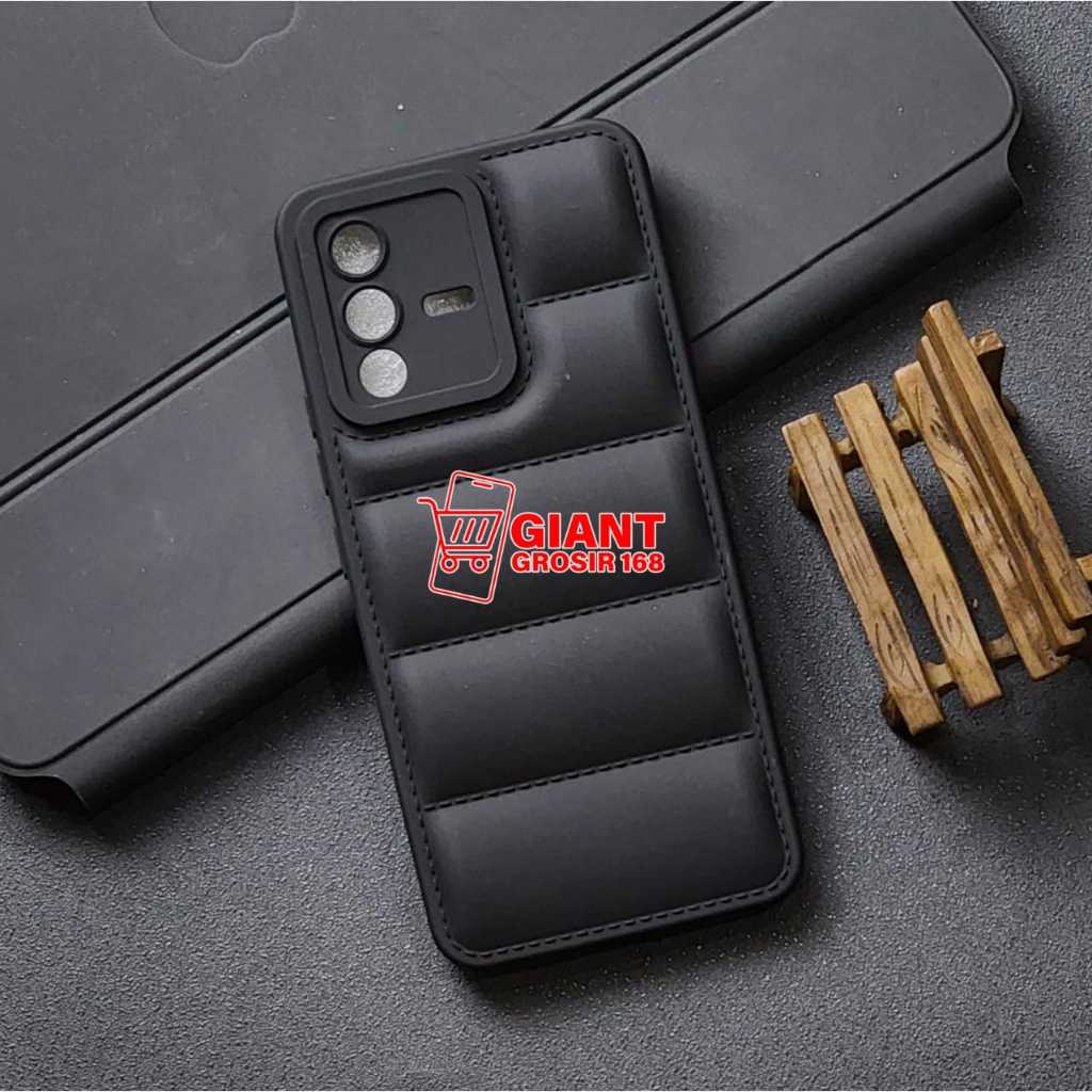 Case Jaket 3D Macaron Black Case Bantal Vivo V23 5G Vivo V30 Vivo V30 Pro