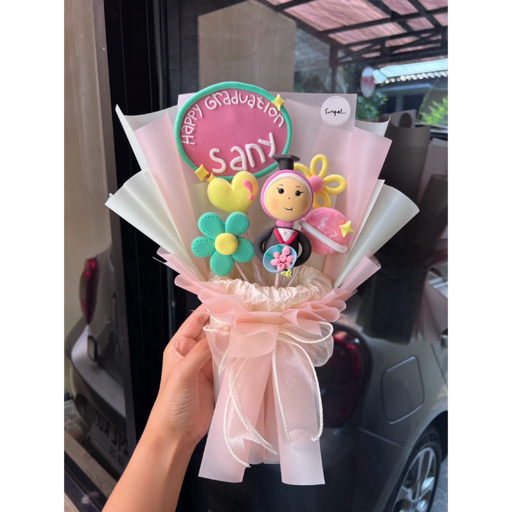 Buket clay | Custom clay bouquet | Buket wisuda | Gift birthday | Clay bouquet flowers | Graduation 