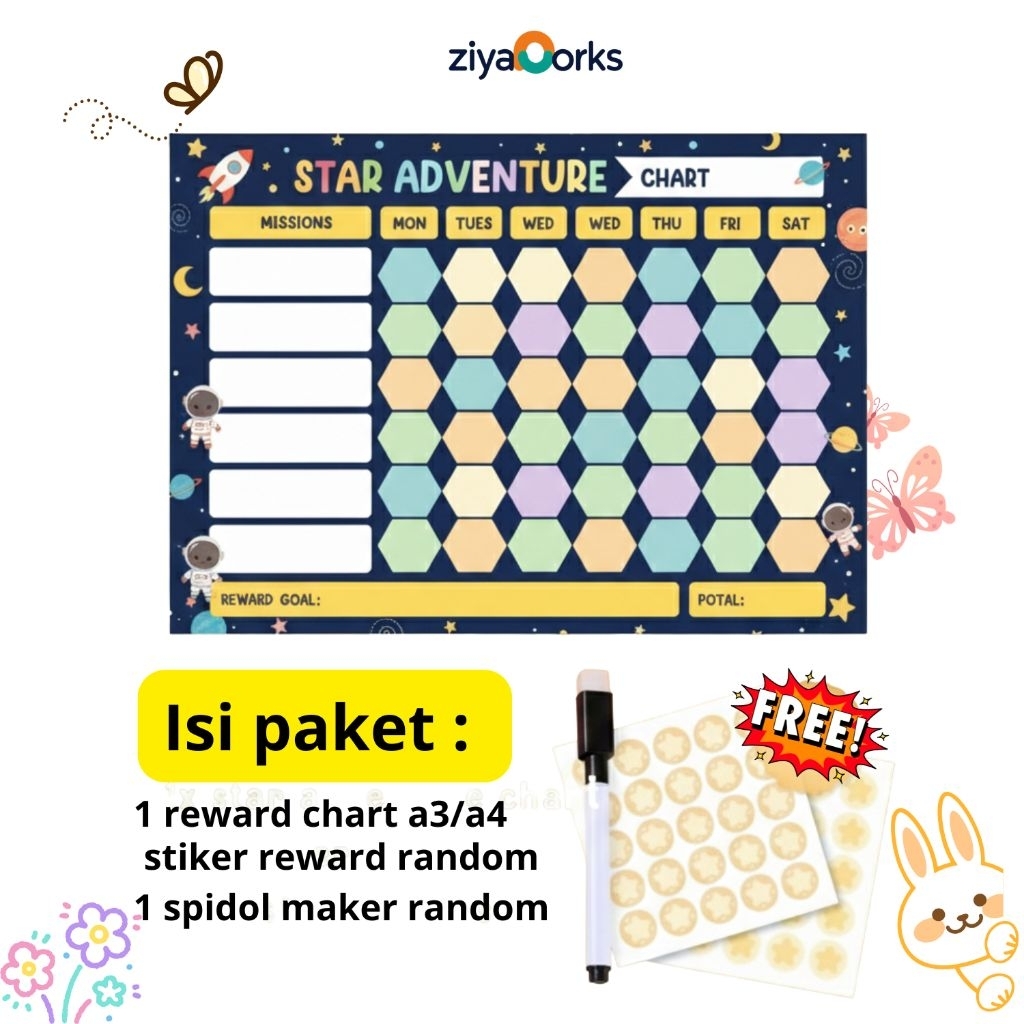 Reward Chart Fullset| Reward Chart anak belajar disiplin