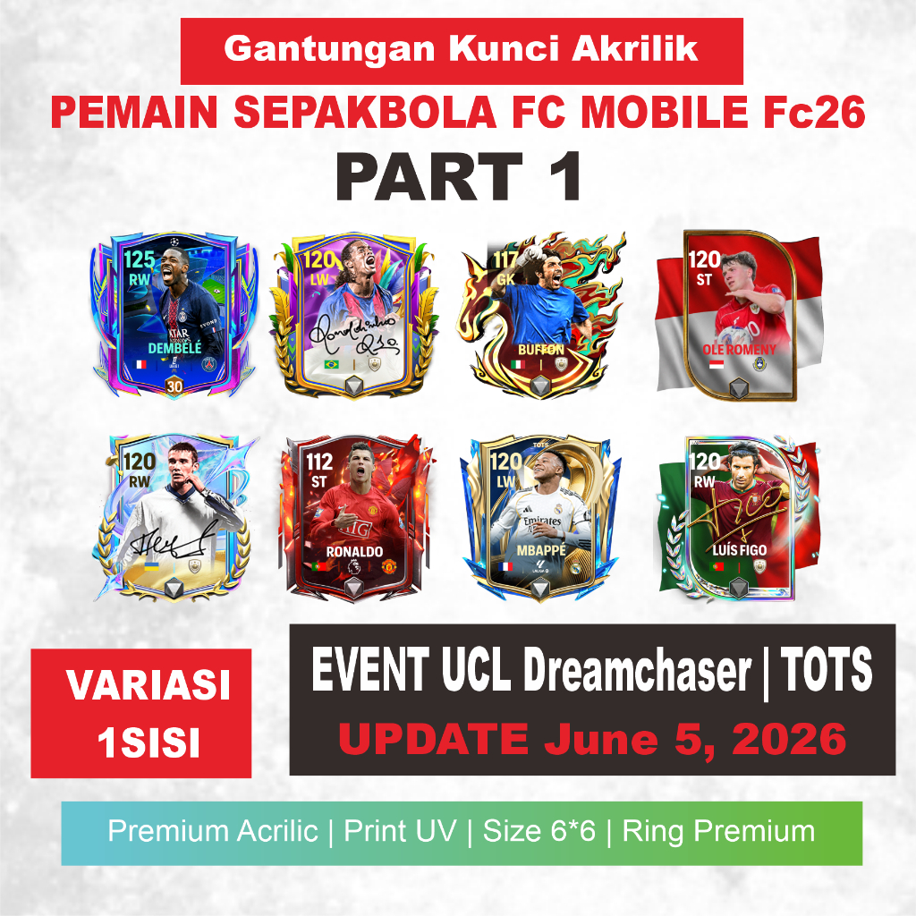 Gantungan Kunci Akrilik game sepakbola Best Player FC MOBILE FC26 DESAIN terbaru
