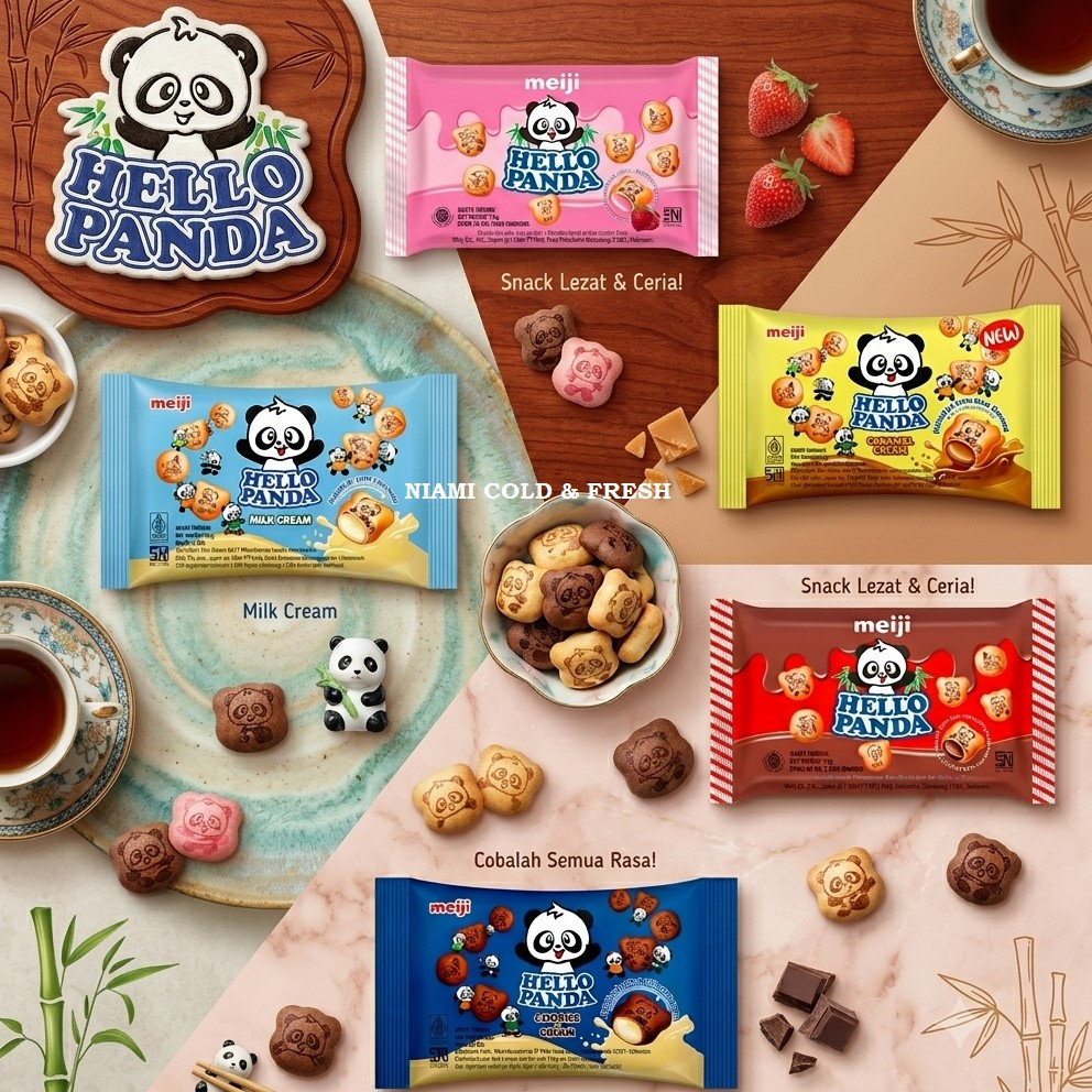 Meiji Hello Panda Biskuit Karakter 25 Gr Satuan/Eceran Isi Krim Aneka Rasa Choco | Strawberry | Milk