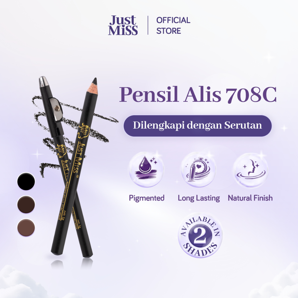 JUST MISS Pensil Alis Dengan Serutan 708C 1g - Eyebrow Pencil Pigmented, Kosmetik Perona Alis, Origi