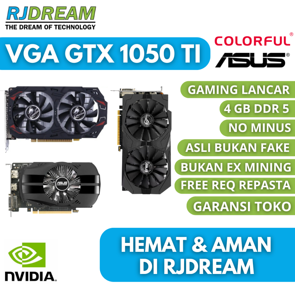 VGA GTX 1050 TI 4GB DDR5 NVIDIA BEKAS / SECOND GAMING gpu gaming