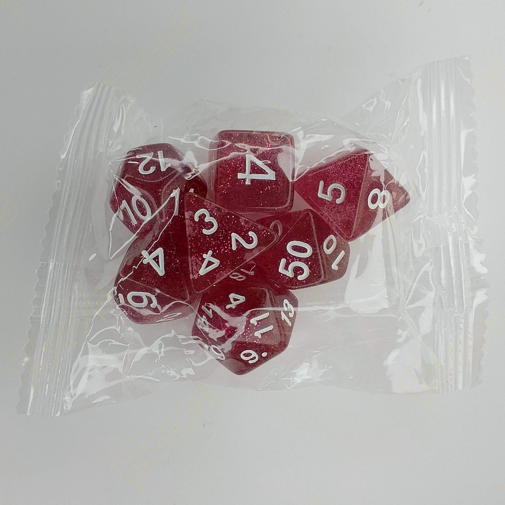 Dadu/Dice DND Polyhedral set isi 7 (Glistening Red)