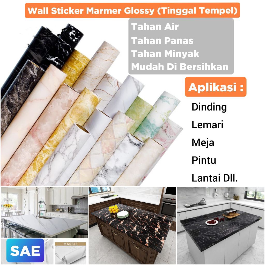 Wallpaper Sticker Marmer Pvc Sheet Stiker Lemari Meja Pintu Kayu Triplek Dapur Dinding Lantai